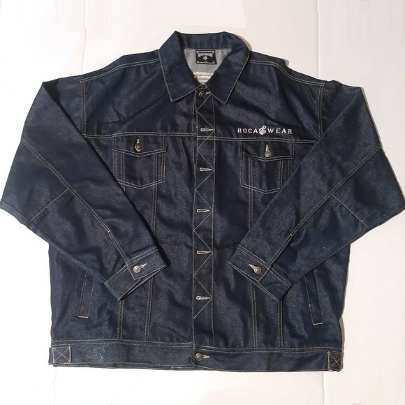 Rocawear Jacket XXL Dark Blue Denim Hip Hop Urban Streetwear vintage 2000 Y2K - Picture 6 of 7